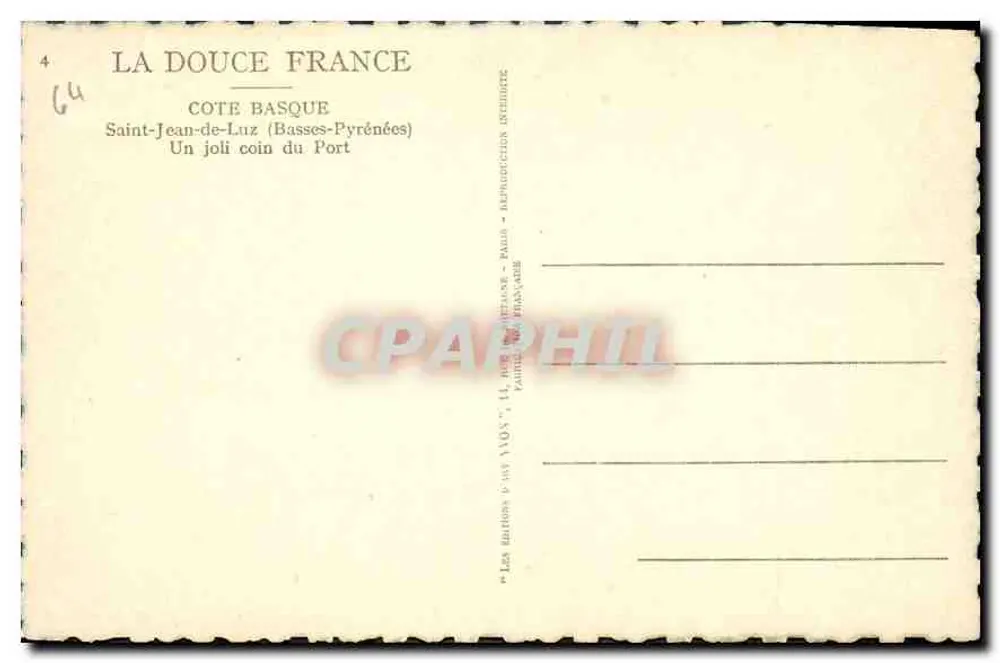 Saint-Jean-de-Luz — Ein hübscher Winkel am Hafen — Les éditions Yvon, Paris - Rückseite
