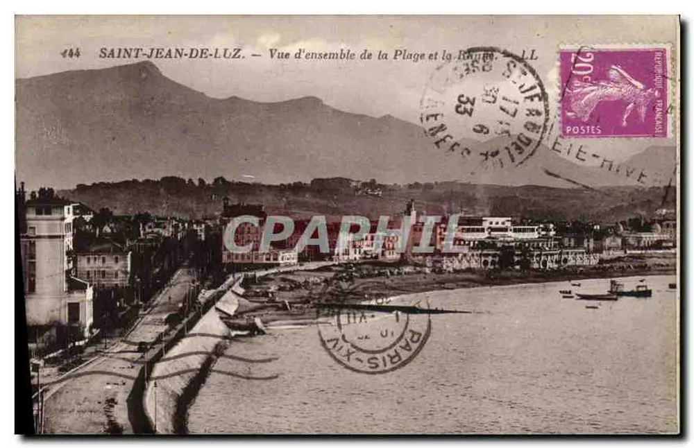 Saint-Jean-de-Luz — Panoramablick auf den Strand und die Rouge Straße — Verleger LL Nr. 444 - Vorderseite