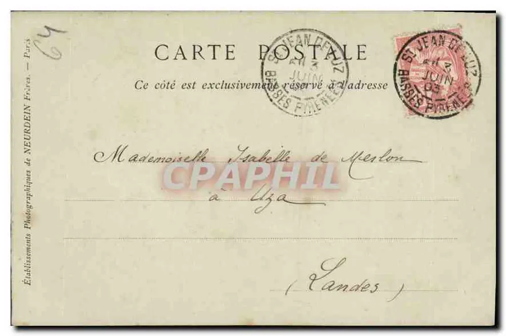 Saint-Jean-de-Luz — Allgemeiner Blick von der Pointe Sainte-Barbe — Verlag ND Phot, Nr. 190 - Rückseite