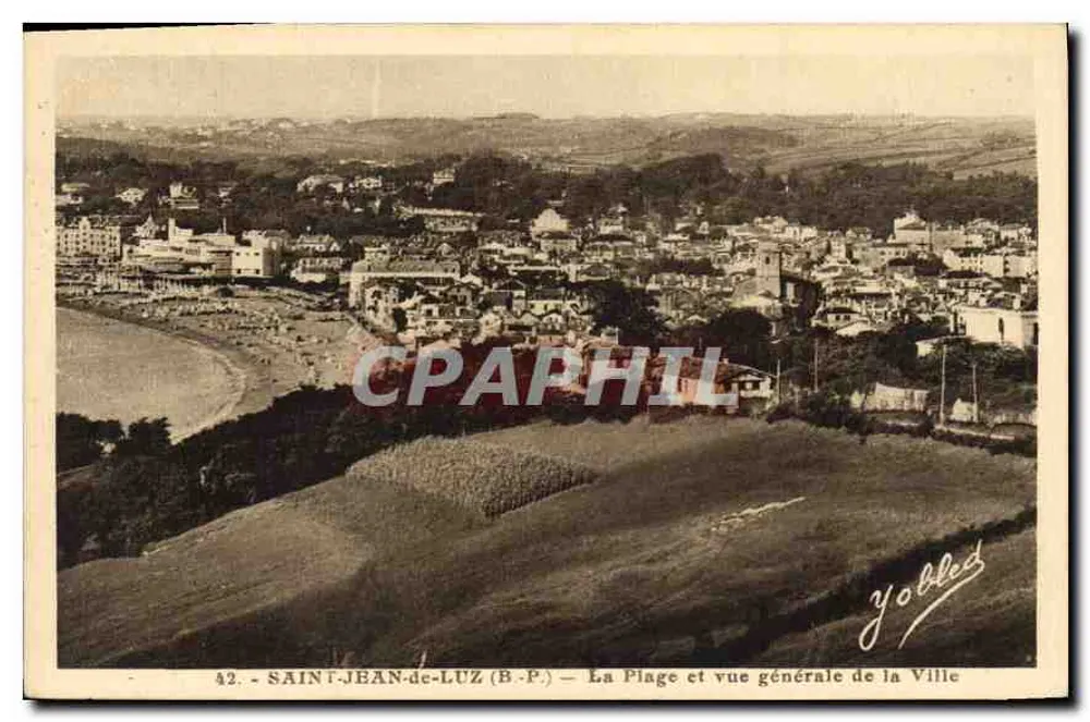 Saint-Jean-de-Luz (B.P.) — Blick auf den Strand und allgemeiner Blick auf die Stadt — Yobled, n°42 - Vorderseite