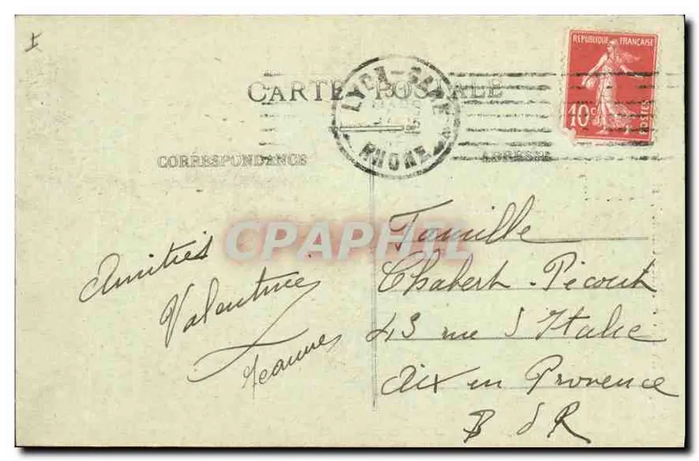 LYON - Place Carnot, estátua da República — editor anônimo, n° 5070 - Verso