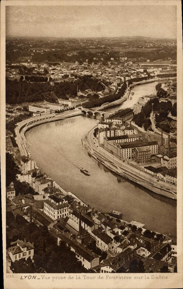 LYON - Ansicht vom Fourvière-Turm über die Saône — Nr. 106 - Vorderseite