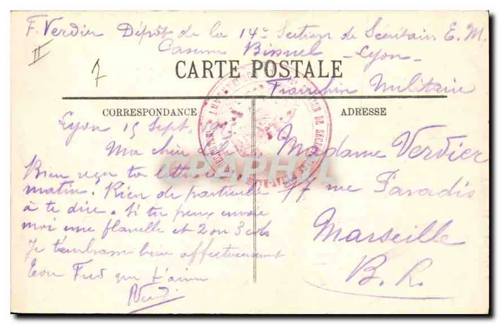 LYON — Verbindung von Rhône und Saône von Notre-Dame de Fourvière — n°105 - Rückseite