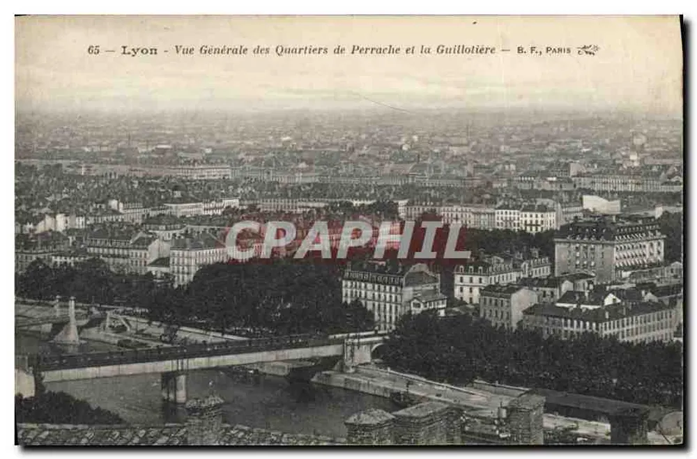 Lyon — Allgemeiner Blick auf die Viertel Perrache und Guillotière — B. F., Paris - Vorderseite