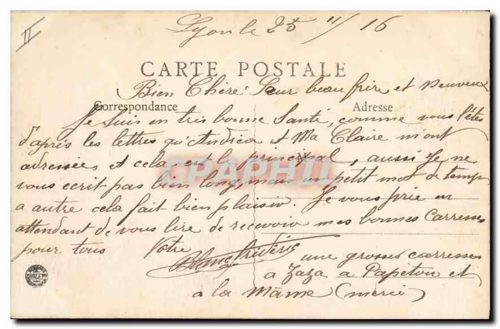 Lyon — Allgemeiner Blick auf die Viertel Perrache und Guillotière — B. F., Paris - Rückseite