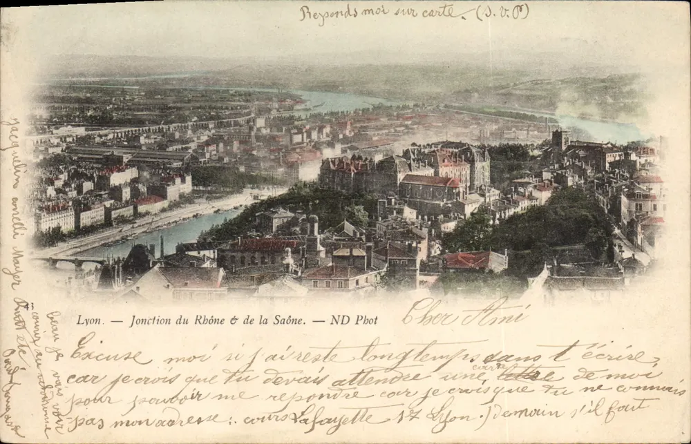 Lyon — Conflito do Rio Rhône e do Rio Saône — ND Phot - Frente