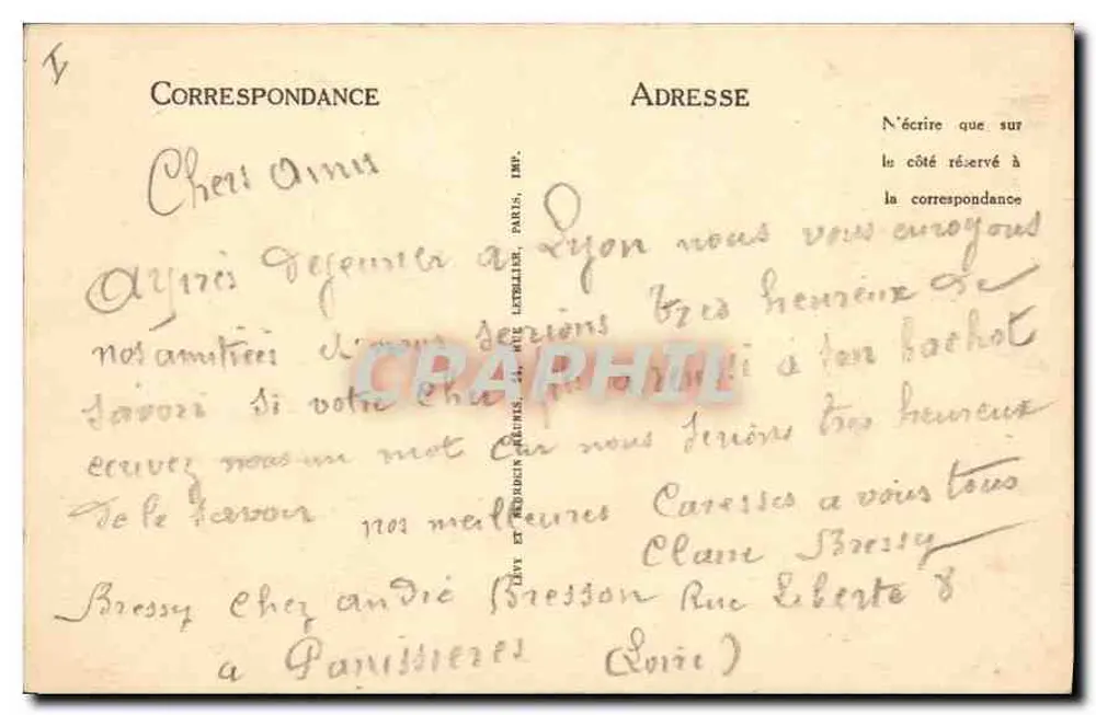 LYON - PRAÇA DA REPÚBLICA — vista da praça com obelisco e trams, editor LL, n° 466 - Verso