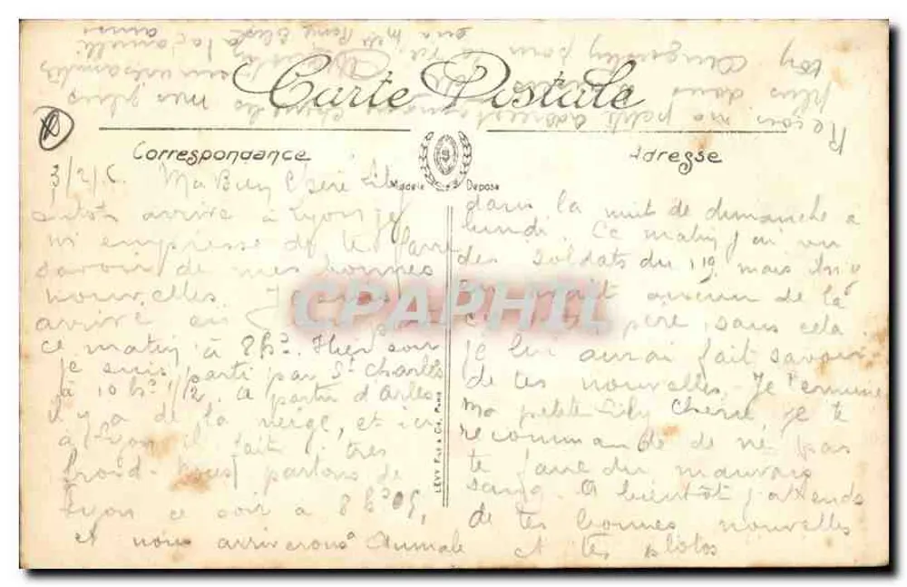 LYON. — A Estátua de Carnot. — Editor: Contrexeville & Favillon, n° 38 - Verso