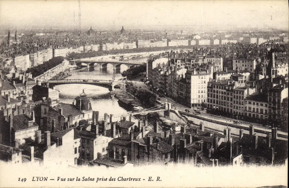 LYON — Ansicht der Saône von den Chartreux — E. R. - Vorderseite