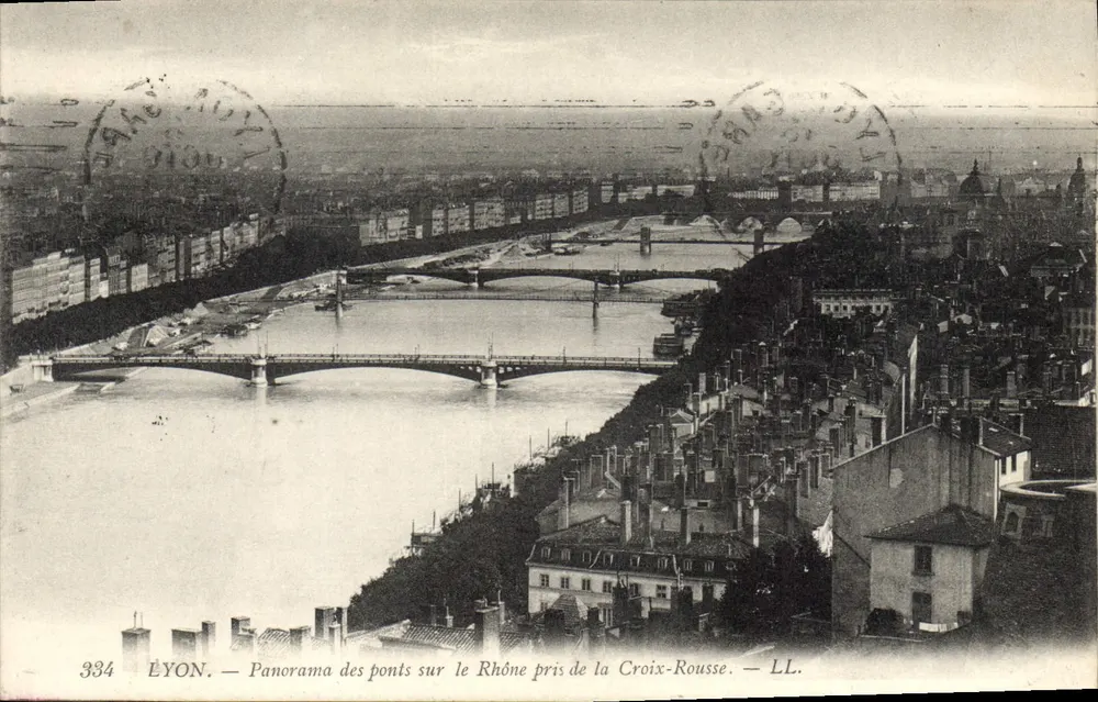 Lyon — Panorama der Brücken über den Rhône vom Croix-Rousse aus — LL. n° 334 - Vorderseite
