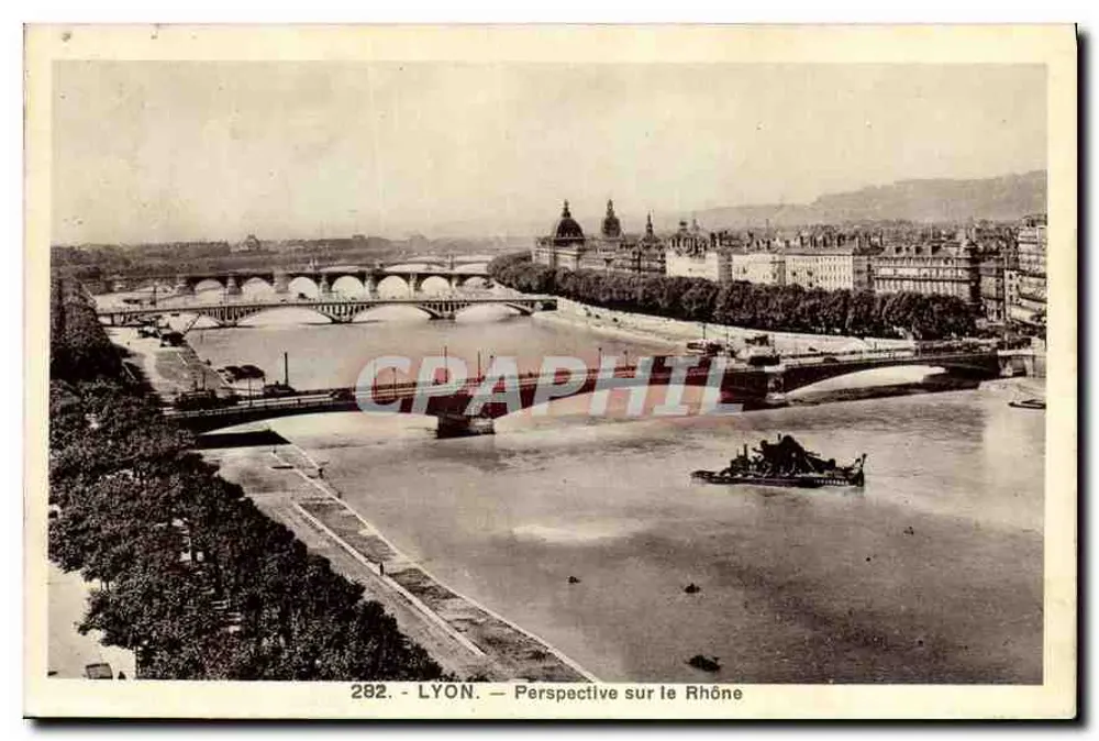 LYON — Perspectiva sobre o Rio Ródano — Edição La Cigogne, n° 282 - Frente