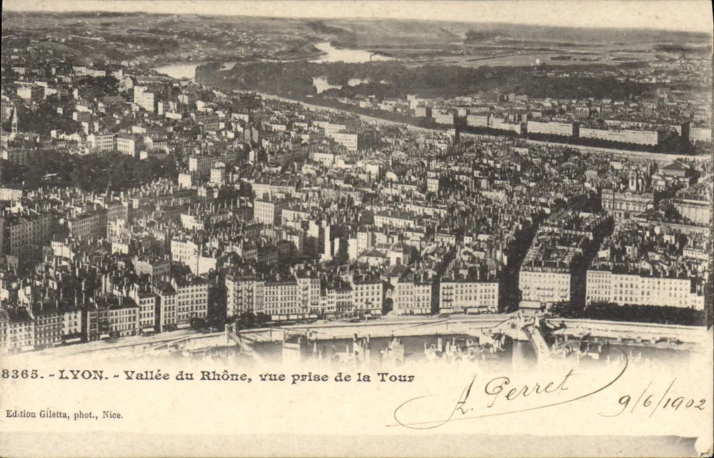 LYON - Tal der Rhône, Ansicht vom Turm — Edition Giletta, photo., Nice, Nr. 8365 - Vorderseite