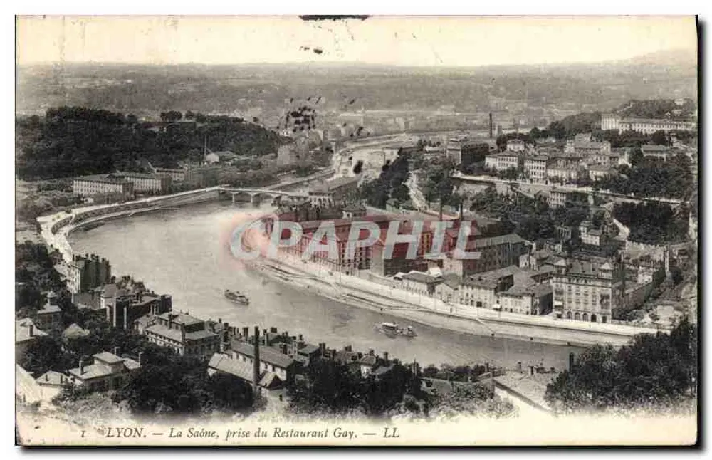 LYON — La Saône, Blick vom Restaurant Gay — LL - Vorderseite