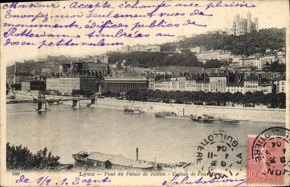 Lyon — Brücke des Gerichts — Schloss Fourvière - Vorderseite