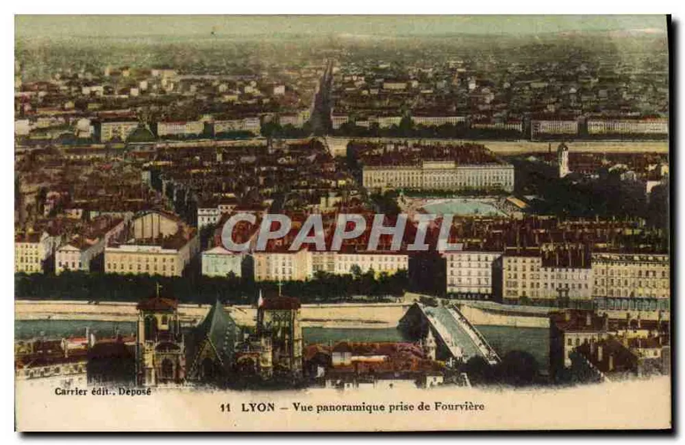 LYON — Panoramablick vom Fourvière — Verlag Carrier, abgegeben - Vorderseite