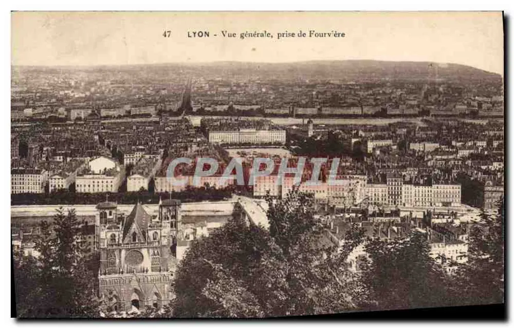 LYON - Vista geral, tirada de Fourvière - Frente