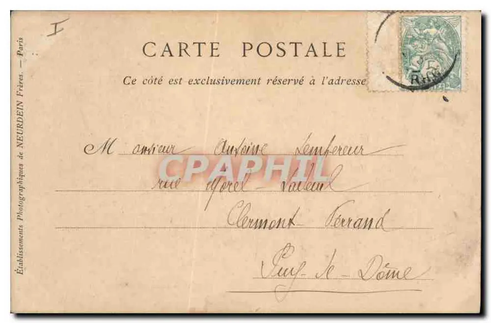 LYON — Perspektive der Brücken des Rhône, Aufnahme vom unteren Teil der Croix-Rousse — Établissements Photographiques de NEURDEIN Frères, Paris - Rückseite
