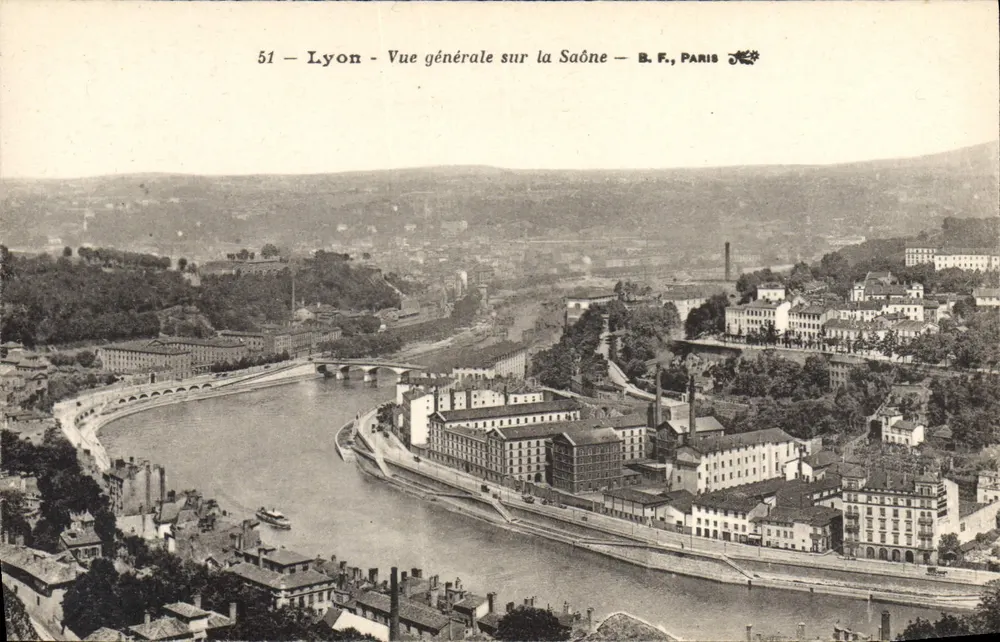 Lyon — Vista geral sobre a Saône — B. F., Paris - Frente