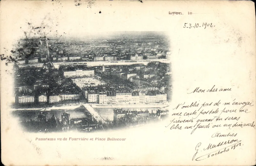 Panorama von Fourvière und Place Bellecour — Lyon — Verlag G. Masseuron, n° nicht sichtbar - Vorderseite
