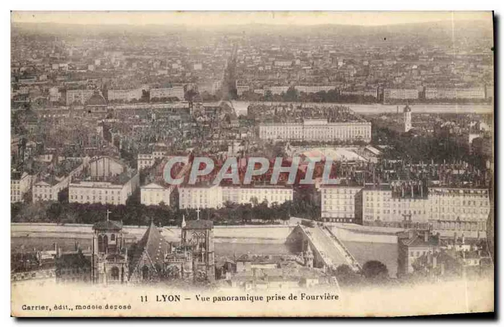 LYON — Panoramablick von Fourvière — Carrière, Verlag, Modell angemeldet - Vorderseite