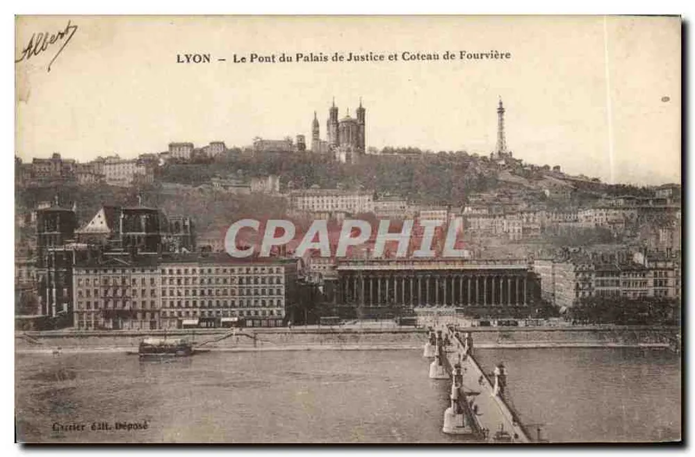 LYON — Die Brücke des Palais de Justice und Coteau de Fourvière — Excéler Édit. Déposé - Vorderseite