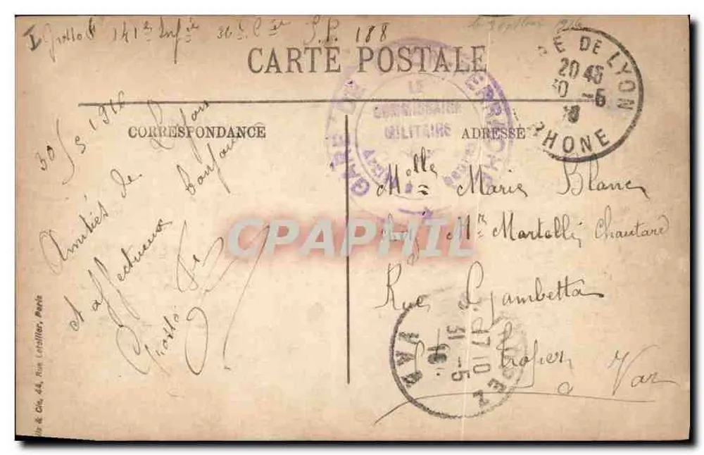 LYON — Das Palast der Justiz und der Fourvière-Hügel — LL. - Rückseite