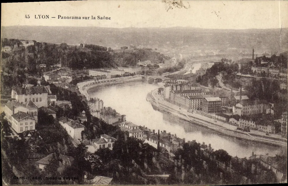 LYON — Panorama sobre a Saône — Garri er, editor modelo de Lyon - Frente