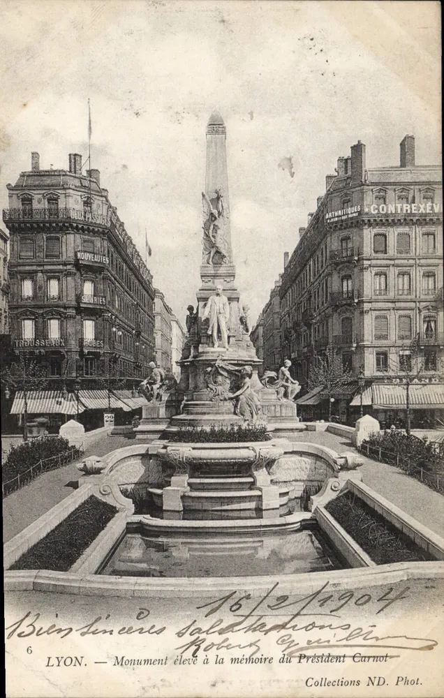 LYON — Denkmal für den Präsidenten Carnot — Sammlung ND. Fotografie - Vorderseite