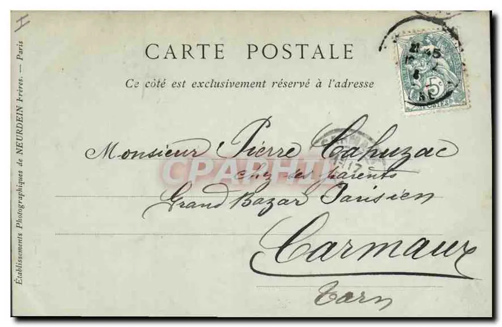LYON — Denkmal für den Präsidenten Carnot — Sammlung ND. Fotografie - Rückseite