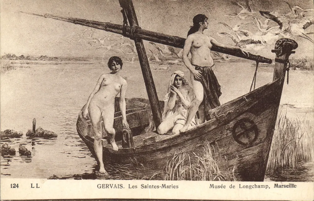 Les Saintes-Maries — Szene mit Boot und drei nackten Frauen — Gervais, Musée de Longchamp, Marseille - Vorderseite