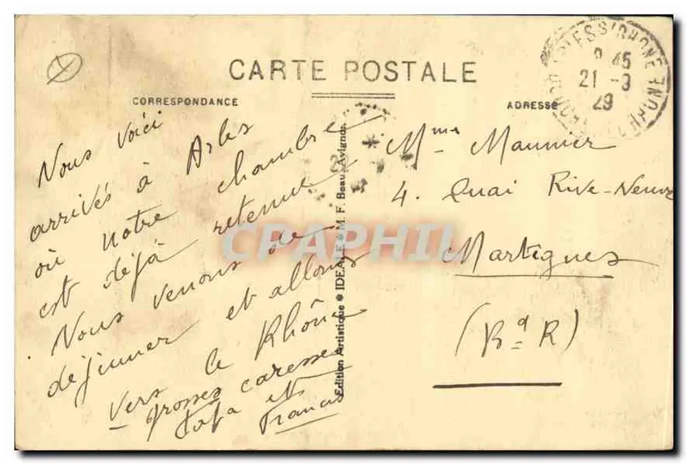 Arles - As Arênes — editor M. F. Beau, n°8 - Verso