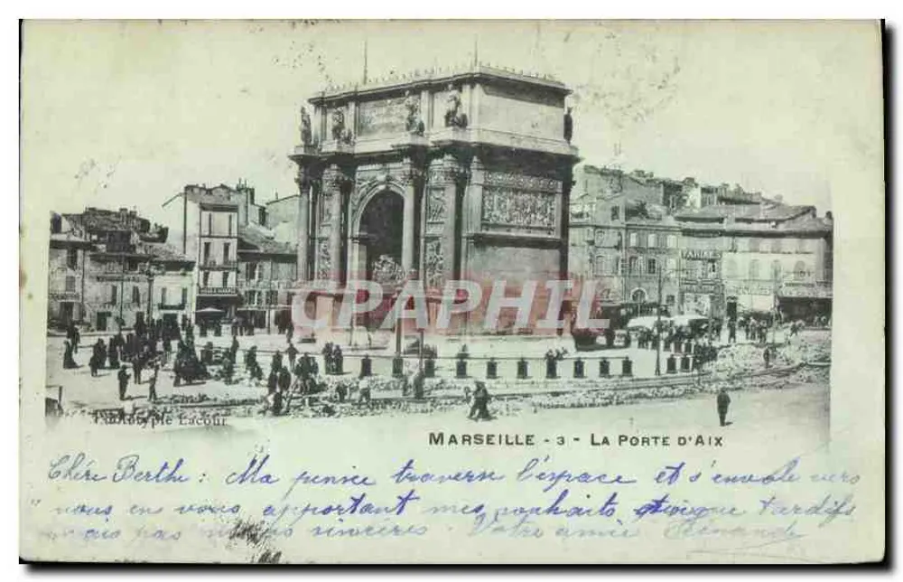 Marselha - A Porta de Aix — editor Parisotype Escour, n°3 - Frente