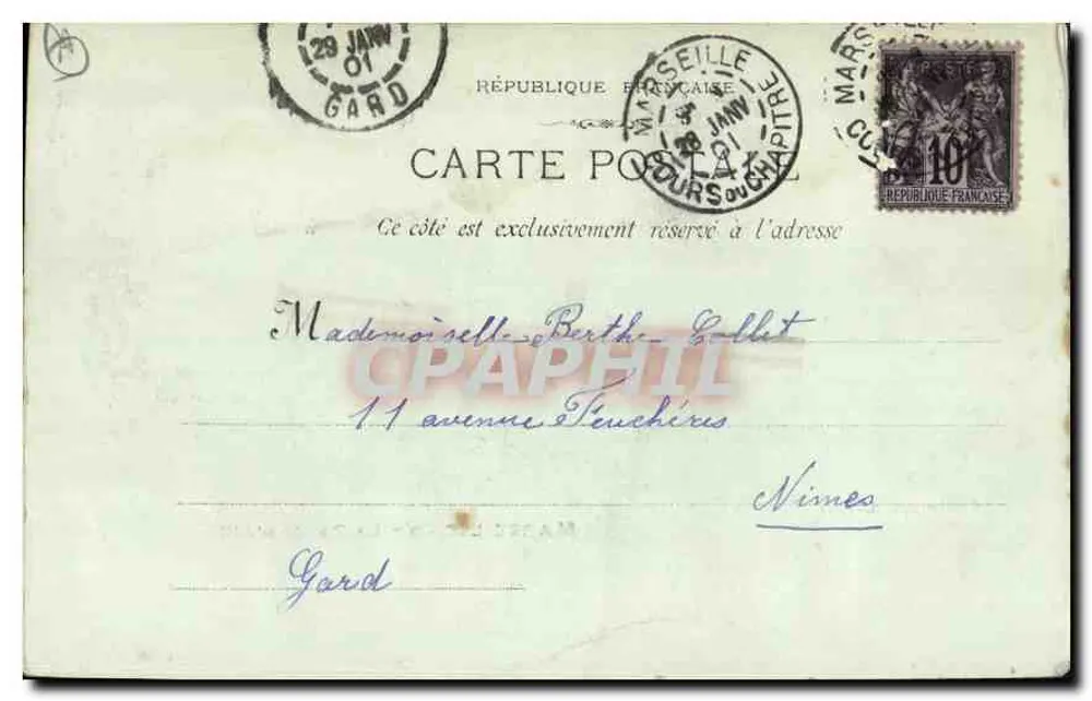 Marselha - A Porta de Aix — editor Parisotype Escour, n°3 - Verso