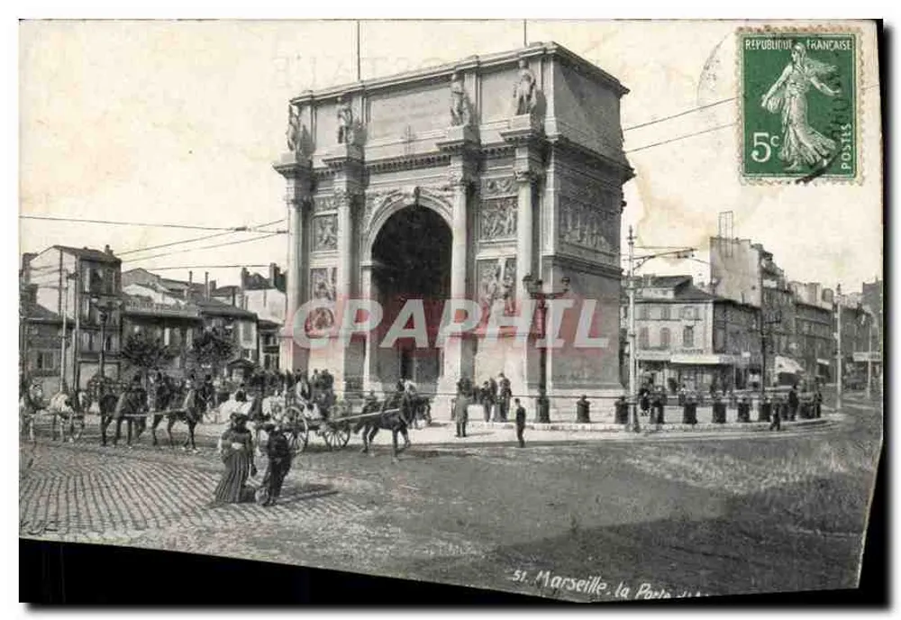 Saint-Marseille, a Porta de Orange — vista urbana com trêmio — editor não identificado - Frente