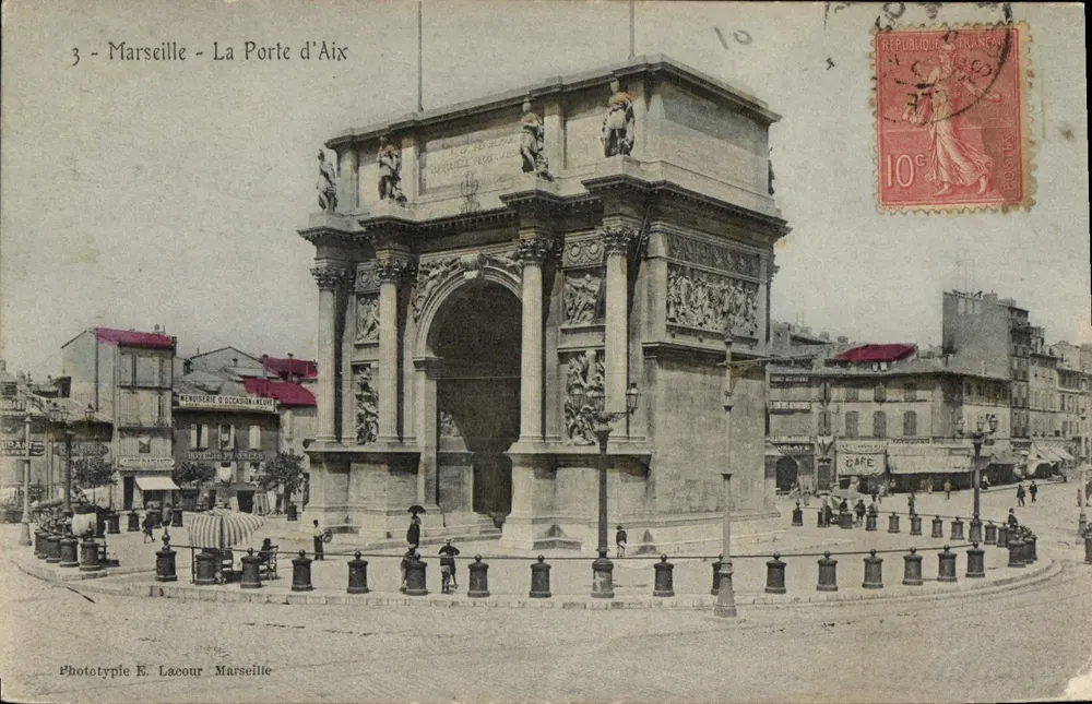 Marselha - A Porta de Aix — Fototipia E. Lacour Marselha, n°3 - Frente