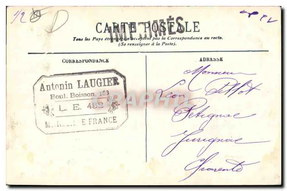 Marselha — A Porta de Aix — Editor L.E. - Verso