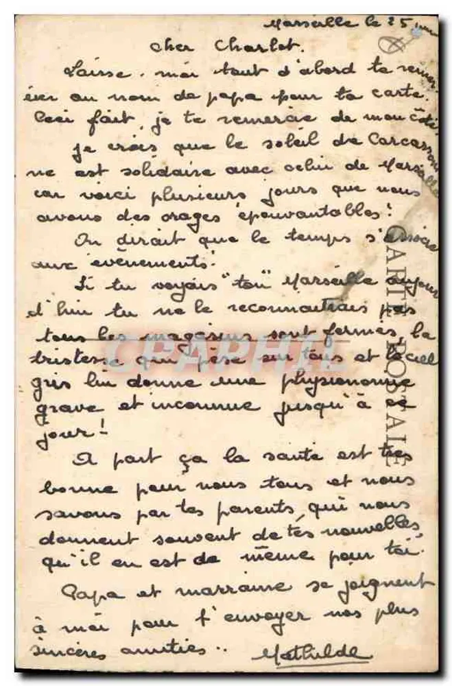 Marselha — A Porta de Aix — editor ROAST n° 1047 - Verso