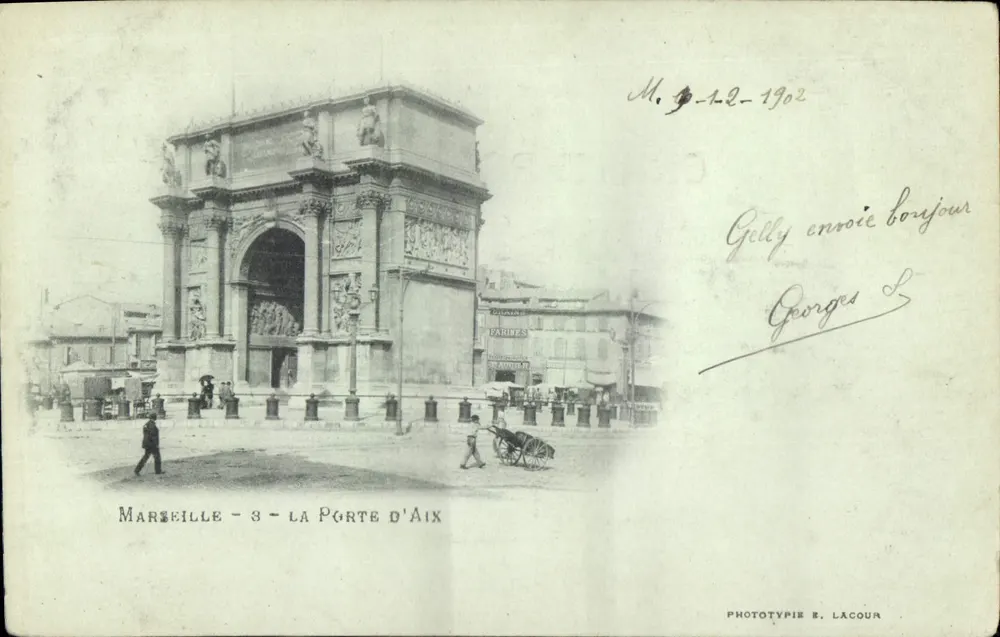 Marselha - A Porta de Aix — Fototipia E. Lacour, n°3 - Frente