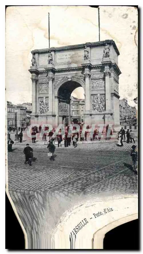 Marseille - Porte d'Aix — Arc de triomphe orné de sculptures, éditeur impr. sur la carte - Frente