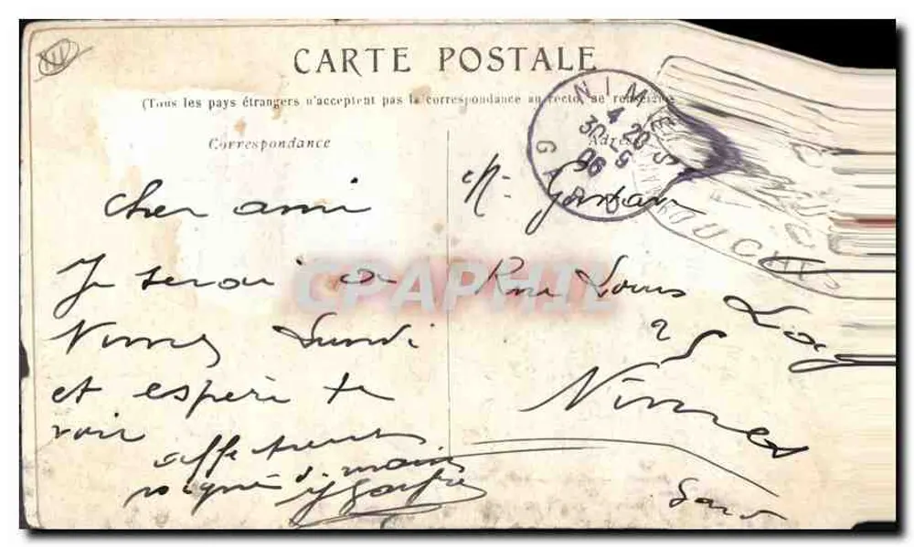 Marseille - Porte d'Aix — Arc de triomphe orné de sculptures, éditeur impr. sur la carte - Verso