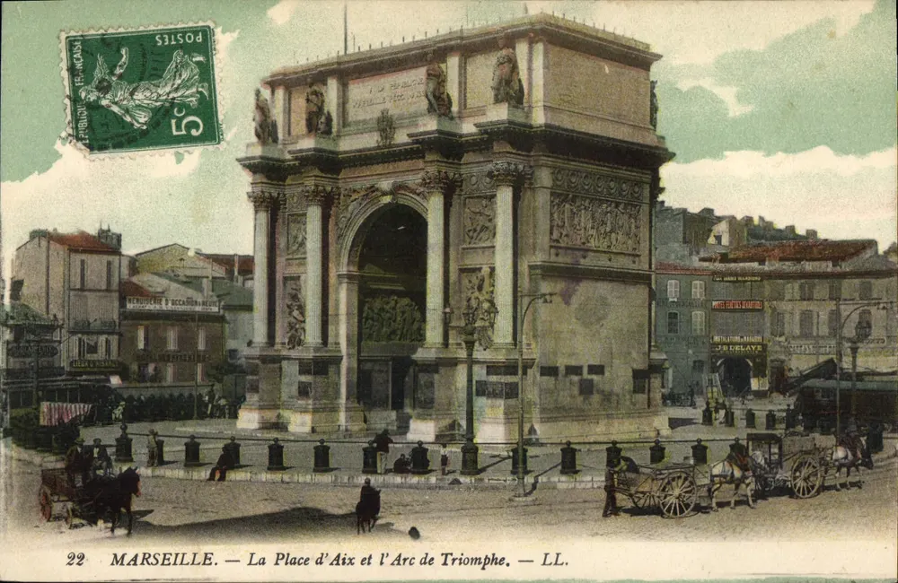 Marselha — A Praça de Aix e o Arco do Triunfo — LL. - Frente