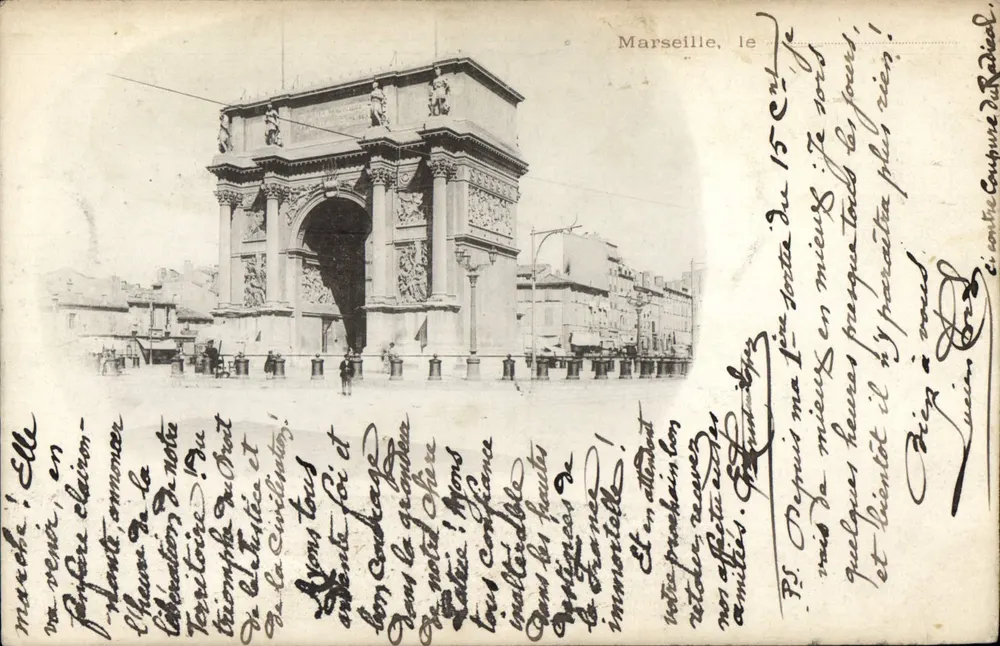 Arco do Triunfo de Marselha — vista urbana — Carte postale - Frente