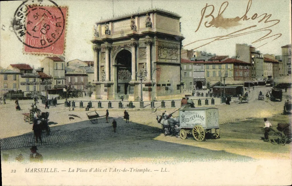 Marseille — A Praça de Aix e o Arco do Triunfo — LL. - Frente