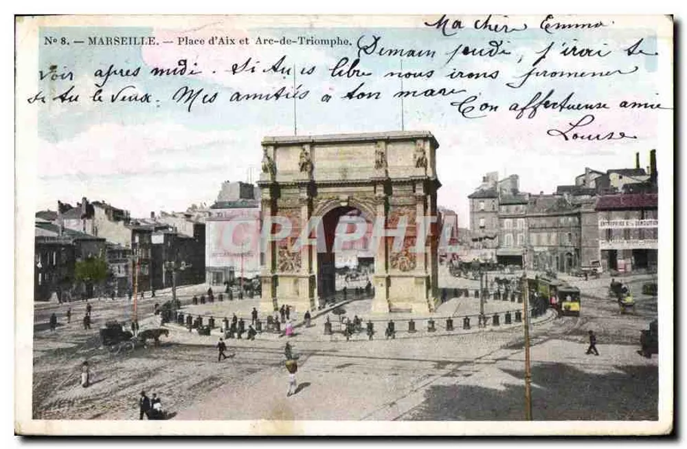 Marselha — Praça de Aix e Arco do Triunfo — C. G. Marselha, n°8 - Frente