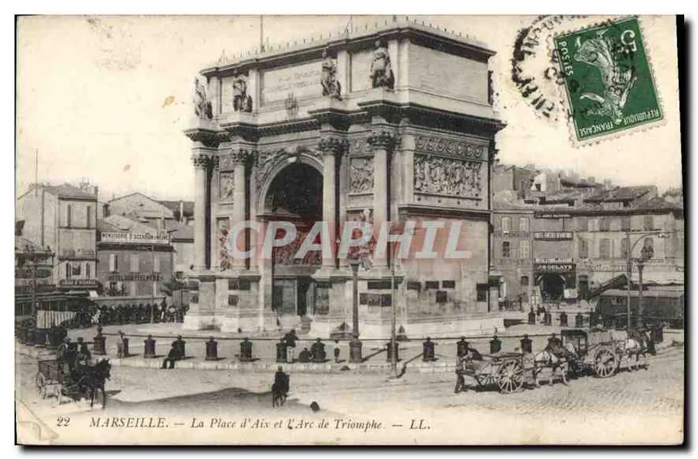 Marselha — A Praça de Aix e o Arco do Triunfo — LL. - Frente