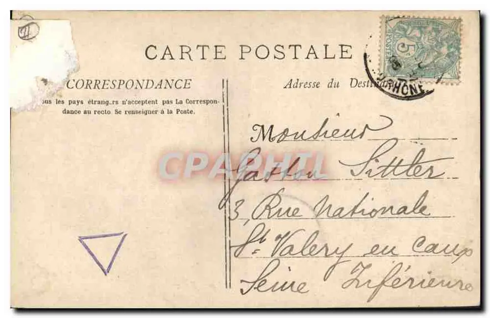 Marselha - A Porta de Aix — Arco de triunfo decorado com esculturas, rua movimentada com carruagens e pedestres — editor 'Phot. D'Occitanie' n°3 - Verso