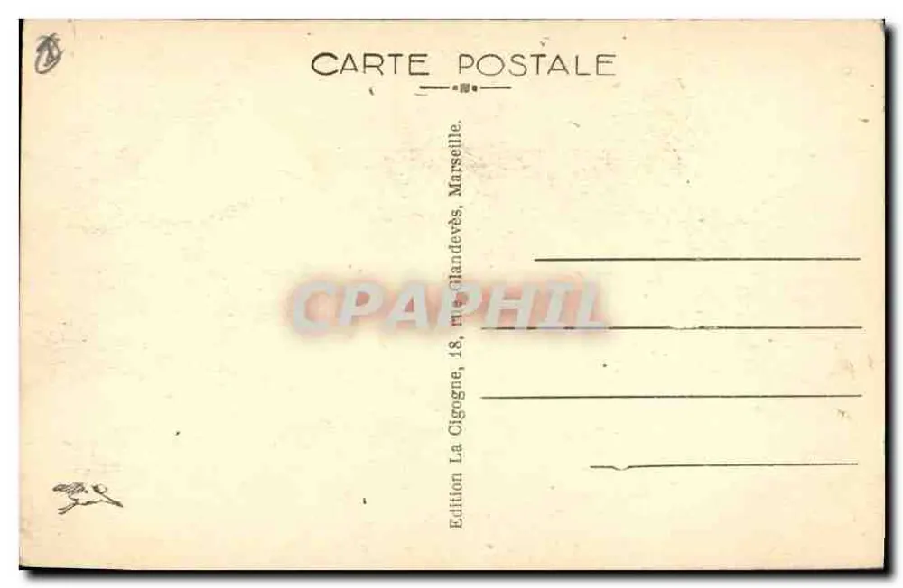 Marselha — Arco do Triunfo - Porta de Aix — Edição La Cigogne, 18, rue Glandevès - Verso