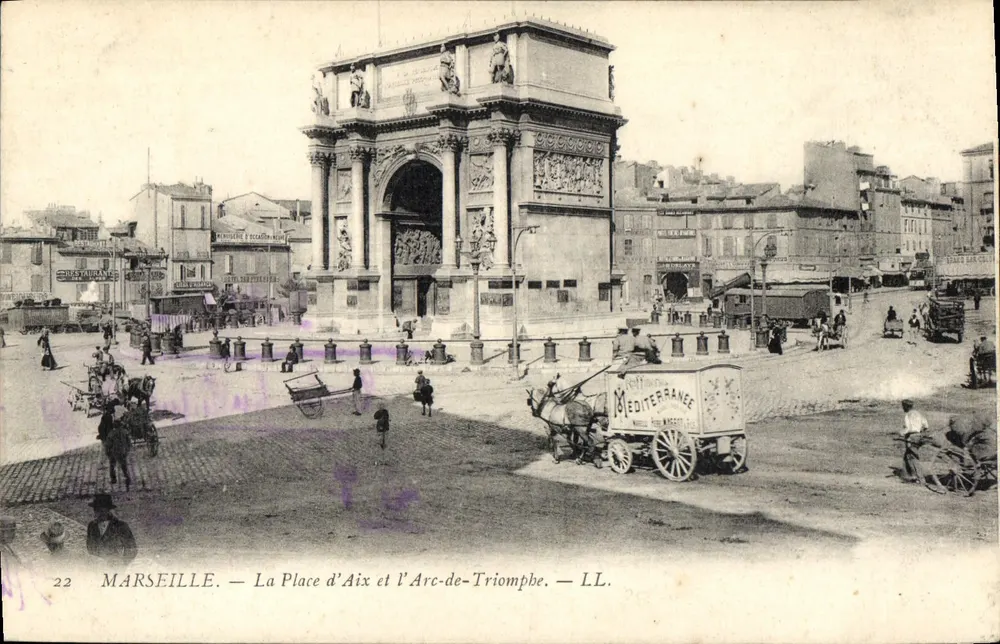 Marsiglia — Piazza d'Aix e l'Arco di Trionfo — LL. n°22 - Recto