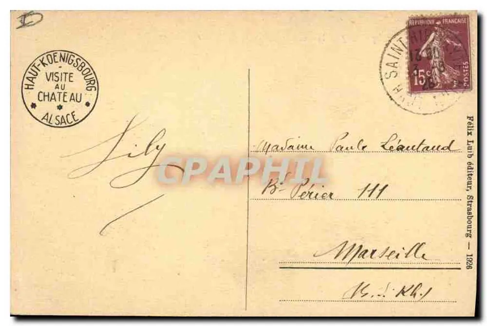 Haut-Kœnigsbourg (Alsace) — castelo sobre rocha — editor desconhecido, número de série não visível - Verso
