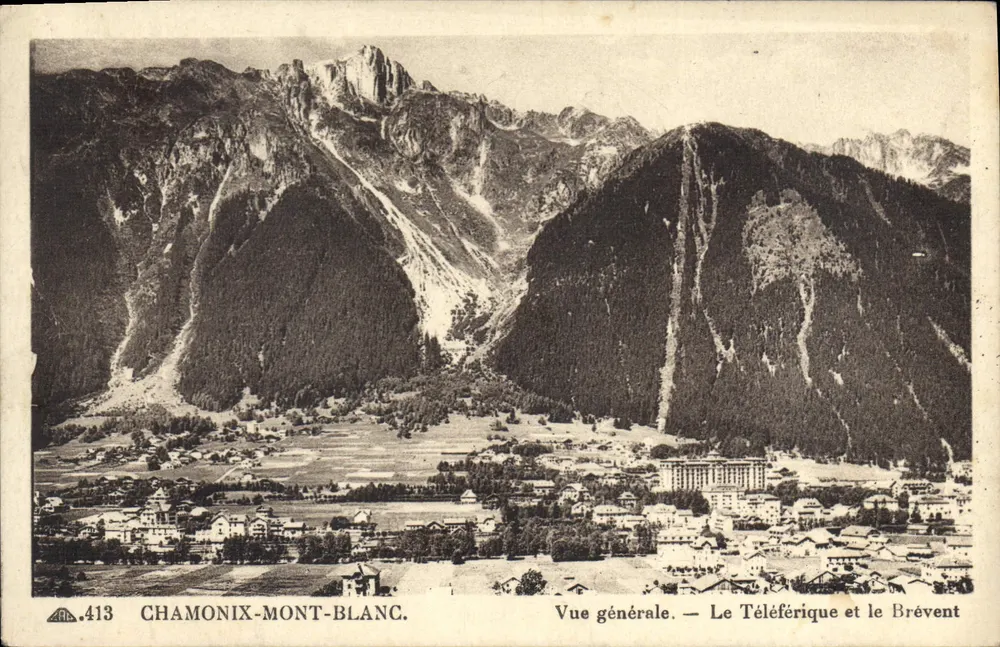 Chamonix-Mont-Blanc — Allgemeiner Blick — Der Seilbahn und der Brévent — Verlag: Des Arts Photographiques, Nr. 413 - Vorderseite